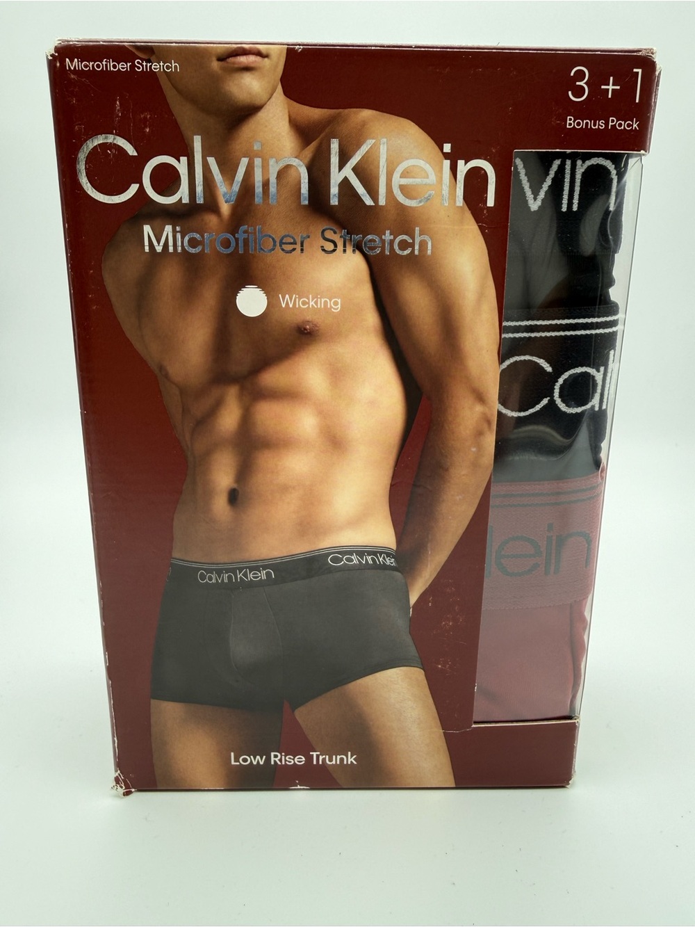 Calvin Klein Microfiber Stretch Low Rise Trunk - Black & Maroon (3 pack)